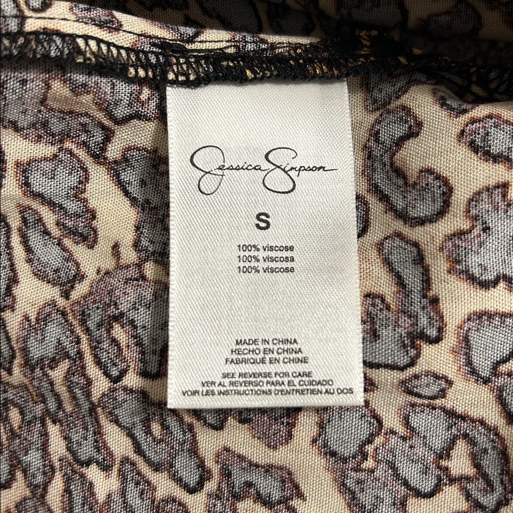 Jessica Simpson Animal Print Duster Women’s Small Brown Gold Wide Sleeve - Picture 8 of 8